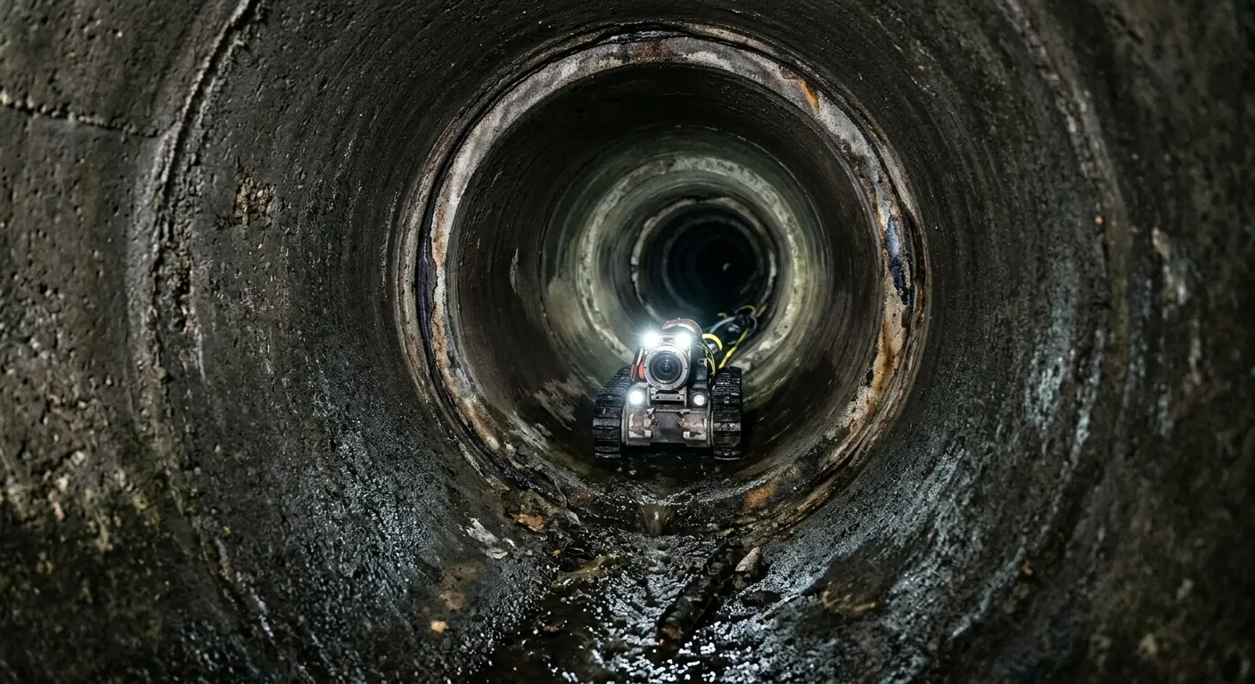 Robotic sewer camera inspecting pipe interior for Sewer Line Cleaning in Douglas